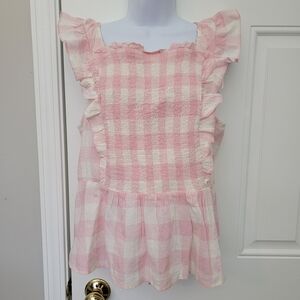 Old Navy Pink and White Checkered Blouse